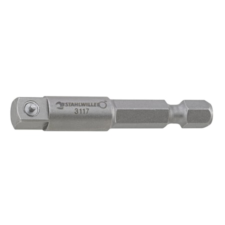 Stahlwille Tools Bit connector, machine operated, input hex 1/4'', output square 1/2'', L. 50 mm 3119 BIT-VERBINDUNGSTEIL, MASCHINENBETAETIGT